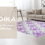 Ultra Soft Area Rug, Non Slip, Stain Resistant, Washable Area Rugs for Living Room, Bedroom, Elegant Floral Grey Palette(Purple)
