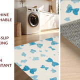 Ultra Soft Area Rug, Non Slip, Stain Resistant, Washable Area Rugs for Living Room, Bedroom, Boho Blue Bow Rug:  Stylish Flat-Weave Area Rug(Beige)