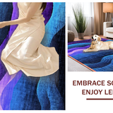 Ultra Soft Area Rug, Non Slip, Stain Resistant, Washable Area Rugs for Living Room, Bedroom, Chic Purple and Blue Harmony(Purple)
