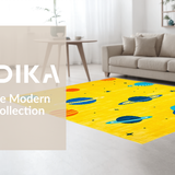 Ultra Soft Area Rug, Non Slip, Stain Resistant, Washable Area Rugs for Living Room, Bedroom, Nebula Inspired Playful Graphics(Yellow)
