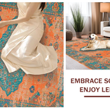 Ultra Soft Area Rug, Non Slip, Stain Resistant, Washable Area Rugs for Living Room, Bedroom, Vibrant Teal and Orange Artistic Pattern(Orange)