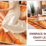 Ultra Soft Area Rug, Non Slip, Stain Resistant, Washable Area Rugs for Living Room, Bedroom, Stylish Fringed Rustic Pattern(Orange)