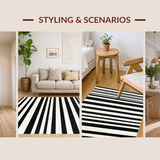 Ultra Soft Area Rug, Non Slip, Stain Resistant, Washable Area Rugs for Living Room, Bedroom, Contemporary Dual-Tone Linear Pattern Home Decor Floor Mat With Modern Look(Black)