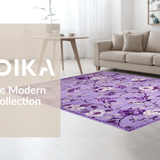 Ultra Soft Area Rug, Non Slip, Stain Resistant, Washable Area Rugs for Living Room, Bedroom, Elegant Soft Colorful Bloom Patterns(Purple)