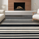 Ultra Soft Area Rug, Non Slip, Stain Resistant, Washable Area Rugs for Living Room, Bedroom, Modern Geometric Striped Area Rug for Entryway and Porch(Black)