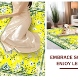 Ultra Soft Area Rug, Non Slip, Stain Resistant, Washable Area Rugs for Living Room, Bedroom, Playful Soft Toned Medallion Style(Yellow)
