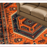 Ultra Soft Area Rug, Non Slip, Stain Resistant, Washable Area Rugs for Living Room, Bedroom, Vibrant Floral Boho Aesthetic(Orange)