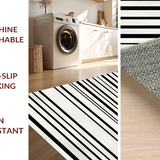 Ultra Soft Area Rug, Non Slip, Stain Resistant, Washable Area Rugs for Living Room, Bedroom, Striped Monochrome Welcome Rug with Classic Parallel Lines and Modern Accents(Black)