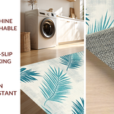 Ultra Soft Area Rug, Non Slip, Stain Resistant, Washable Area Rugs for Living Room, Bedroom, Chic Aqua Tones with Leaf Patterns(Blue)