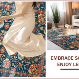 Ultra Soft Area Rug, Non Slip, Stain Resistant, Washable Area Rugs for Living Room, Bedroom, Vibrant Tribal Tiled Aesthetic(Blue)
