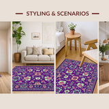 Ultra Soft Area Rug, Non Slip, Stain Resistant, Washable Area Rugs for Living Room, Bedroom, Stylish Vibrant Linear Design(Purple)