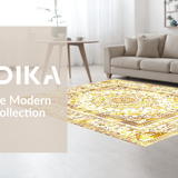 Ultra Soft Area Rug, Non Slip, Stain Resistant, Washable Area Rugs for Living Room, Bedroom, Eclectic Tiled Beauty(Gold)