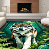 Ultra Soft Area Rug, Non Slip, Stain Resistant, Washable Area Rugs for Living Room, Bedroom, Energetic Green and Black Contrast(Gray)