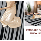 Ultra Soft Area Rug, Non Slip, Stain Resistant, Washable Area Rugs for Living Room, Bedroom, Sleek Minimalist Striped Motif(Black)