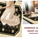 Ultra Soft Area Rug, Non Slip, Stain Resistant, Washable Area Rugs for Living Room, Bedroom, Rustic Gold Geometric Medallion Design(Black)
