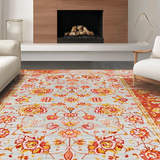 Ultra Soft Area Rug, Non Slip, Stain Resistant, Washable Area Rugs for Living Room, Bedroom, Artistic Whimsical Ogee Print(Red)