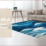 Ultra Soft Area Rug, Non Slip, Stain Resistant, Washable Area Rugs for Living Room, Bedroom, Artful Multi-Tone Seascape Design(Blue)