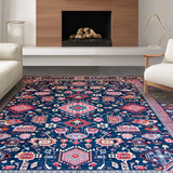 Ultra Soft Area Rug, Non Slip, Stain Resistant, Washable Area Rugs for Living Room, Bedroom, Rustic Modern Colorful Motif(Blue)