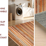 Ultra Soft Area Rug, Non Slip, Stain Resistant, Washable Area Rugs for Living Room, Bedroom, Contemporary Colorful Braided Motif(Orange)