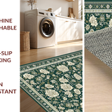 Ultra Soft Area Rug, Non Slip, Stain Resistant, Washable Area Rugs for Living Room, Bedroom, Elegant Summer Foliage Patterns(Green)
