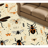 Ultra Soft Area Rug, Non Slip, Stain Resistant, Washable Area Rugs for Living Room, Bedroom, Beige Modern Insect Print Stain-Resistant Living Room Rug(Ivory)