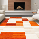 Ultra Soft Area Rug, Non Slip, Stain Resistant, Washable Area Rugs for Living Room, Bedroom, Striking Organic Patterned Visual(Orange)