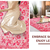 Ultra Soft Area Rug, Non Slip, Stain Resistant, Washable Area Rugs for Living Room, Bedroom, Modern Playful Pink Petal Design(Pink)