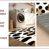 Ultra Soft Area Rug, Non Slip, Stain Resistant, Washable Area Rugs for Living Room, Bedroom, Black Ivory Animal Print Hallway Runner Rug(Beige)