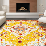 Ultra Soft Area Rug, Non Slip, Stain Resistant, Washable Area Rugs for Living Room, Bedroom, Luxurious Bold Colorful Trellis Pattern(Yellow)
