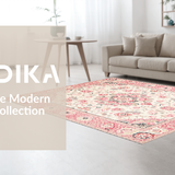 Ultra Soft Area Rug, Non Slip, Stain Resistant, Washable Area Rugs for Living Room, Bedroom, Contemporary Floral Infusion Style(White)
