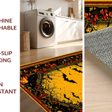 Ultra Soft Area Rug, Non Slip, Stain Resistant, Washable Area Rugs for Living Room, Bedroom, Contemporary Monochrome Bat Pattern(Orange)