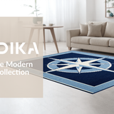 Ultra Soft Area Rug, Non Slip, Stain Resistant, Washable Area Rugs for Living Room, Bedroom, Serene Blue Tones with Compass(Blue)