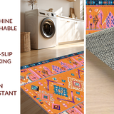 Ultra Soft Area Rug, Non Slip, Stain Resistant, Washable Area Rugs for Living Room, Bedroom, Lively Color-Blocked Geometric Style(Orange)