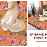 Ultra Soft Area Rug, Non Slip, Stain Resistant, Washable Area Rugs for Living Room, Bedroom, Lively Color-Blocked Geometric Style(Orange)