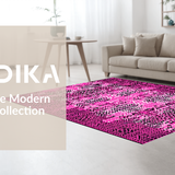 Ultra Soft Area Rug, Non Slip, Stain Resistant, Washable Area Rugs for Living Room, Bedroom, Vibrant Animal Print with Bold Stripes(Pink)