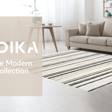 Ultra Soft Area Rug, Non Slip, Stain Resistant, Washable Area Rugs for Living Room, Bedroom, Graphic Horizontal Stripes, Artistic Flat Weave Print(Black)