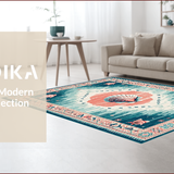 Ultra Soft Area Rug, Non Slip, Stain Resistant, Washable Area Rugs for Living Room, Bedroom, Teal Toned Beachy Charm(Blue)