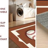 Ultra Soft Area Rug, Non Slip, Stain Resistant, Washable Area Rugs for Living Room, Bedroom, Rustic Vintage Baseball Motif(Brown)