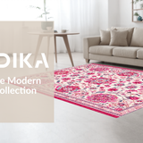 Ultra Soft Area Rug, Non Slip, Stain Resistant, Washable Area Rugs for Living Room, Bedroom, Lively Retro Flower Print Charm(White)