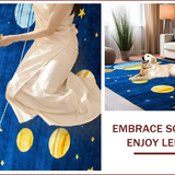 Ultra Soft Area Rug, Non Slip, Stain Resistant, Washable Area Rugs for Living Room, Bedroom, Whimsical Celestial Cartoon Imagery(Blue)
