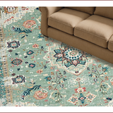 Ultra Soft Area Rug, Non Slip, Stain Resistant, Washable Area Rugs for Living Room, Bedroom, Rustic Light Green Patterned Design(Beige)