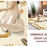 Ultra Soft Area Rug, Non Slip, Stain Resistant, Washable Area Rugs for Living Room, Bedroom, Serene Neutral Tones with Animal Art(Beige)