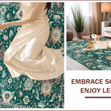 Ultra Soft Area Rug, Non Slip, Stain Resistant, Washable Area Rugs for Living Room, Bedroom, Vintage Floral Boho Charm(Green)