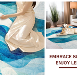 Ultra Soft Area Rug, Non Slip, Stain Resistant, Washable Area Rugs for Living Room, Bedroom, Oceanic Voyage Nautical Wave Rug With Sailing Adventure Theme(Blue)