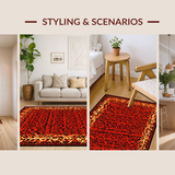 Ultra Soft Area Rug, Non Slip, Stain Resistant, Washable Area Rugs for Living Room, Bedroom, Bold Fiery Swirl Pattern(Red)