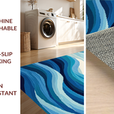 Ultra Soft Area Rug, Non Slip, Stain Resistant, Washable Area Rugs for Living Room, Bedroom, Delicate Aqua Ripple Motif(Blue)