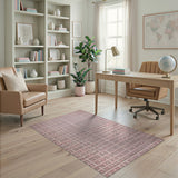 Blush Pink Geometric Grid Area Rug