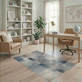 Modern Abstract Color Block Washable Area Rug - Blue Grey