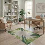 Vintage Green Fern Area Rug
