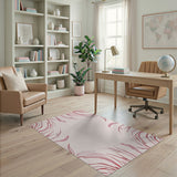 Red Swirling Leaf Abstract Area Rug